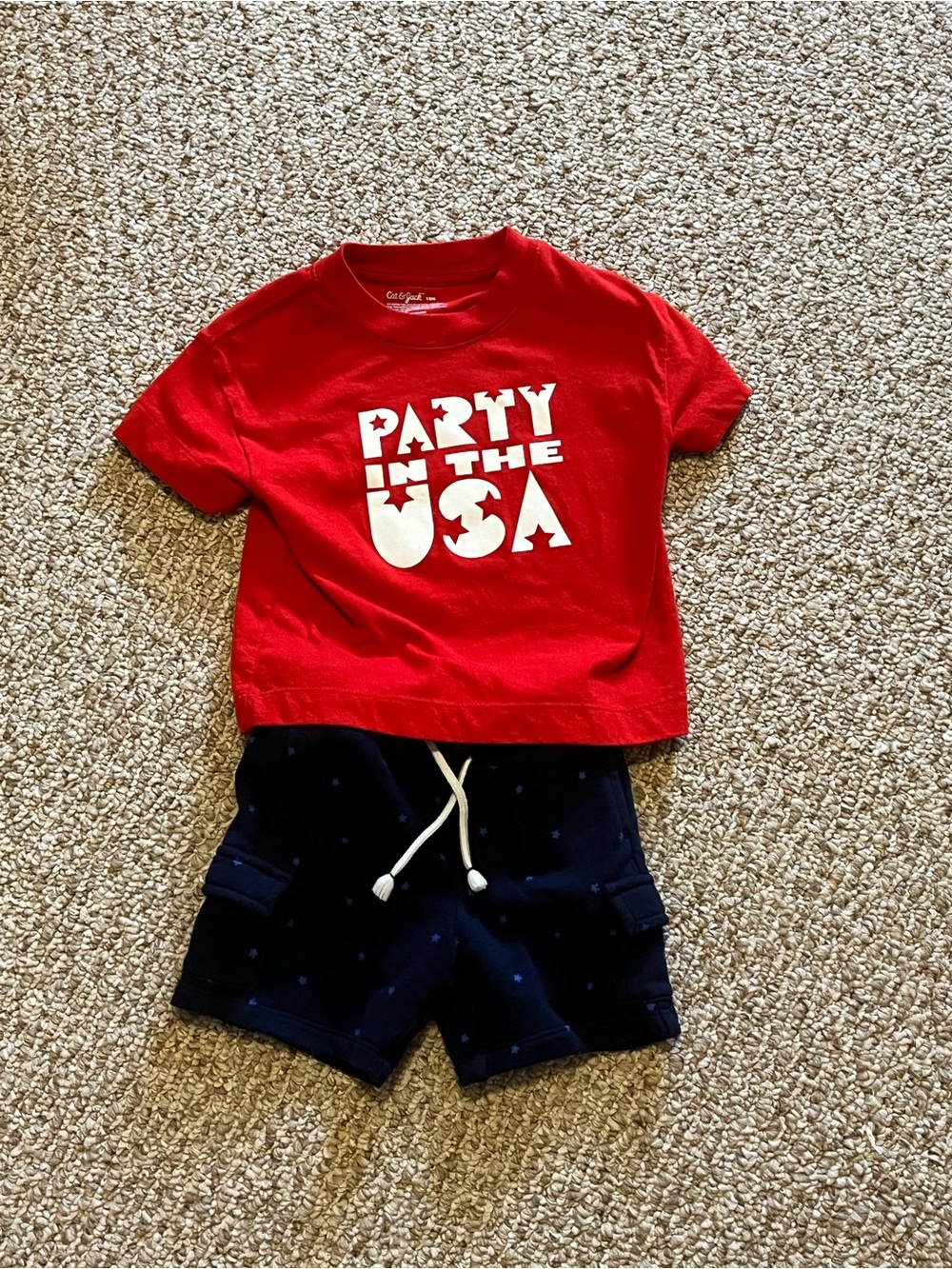 Cat & Jack party in the USA tee and shorts set 18M